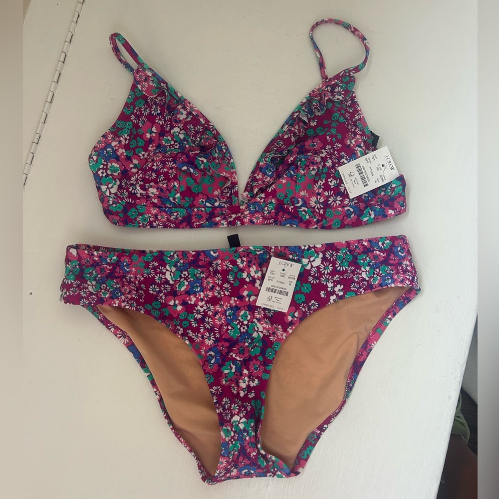 NWT J. Crew Factory Floral Bikini - Pink and Green